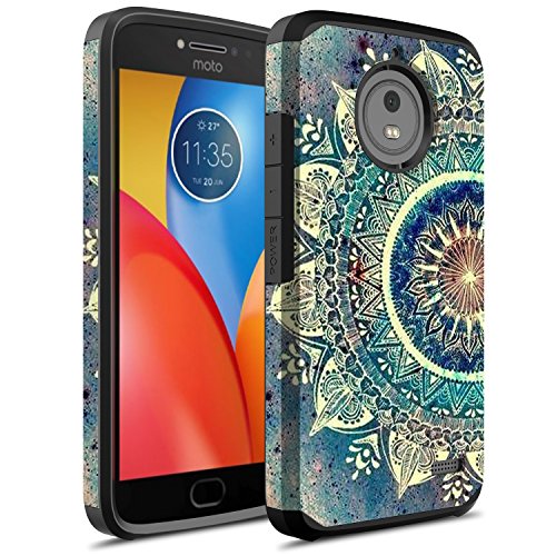 Moto E4 Plus Case, Moto E Plus (4th gen.) Case, Rosebono Dual Layer Shockproof Hard Cover Vintage Graphic Case for Motorola Moto E4 Plus (Green Mandala)