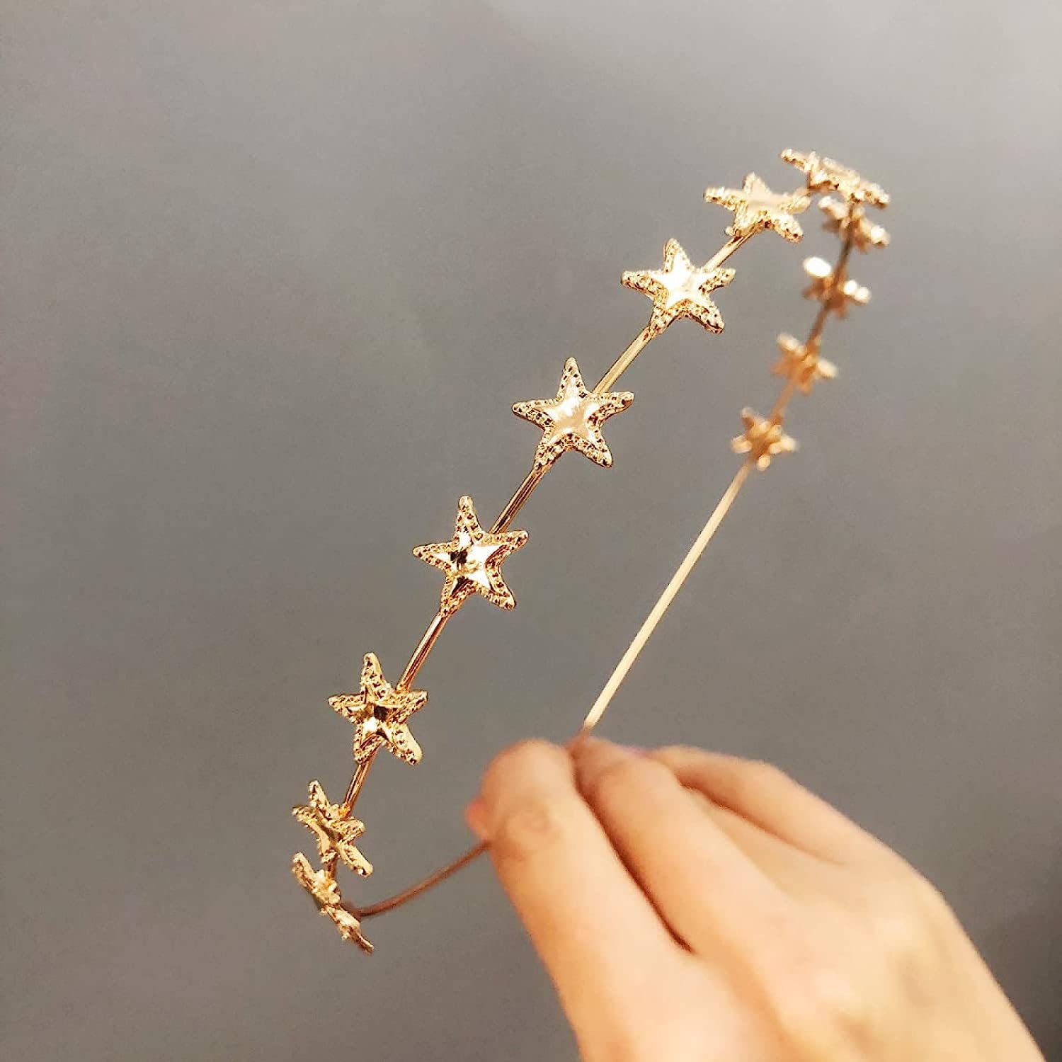 Diademas para mujer,cintas para el pelo, Diadema fina de estrella de cinco puntas europea y americana, diadema de mujer dulce, accesorios for el cabello de aleación, estrella plateada de cinco puntas