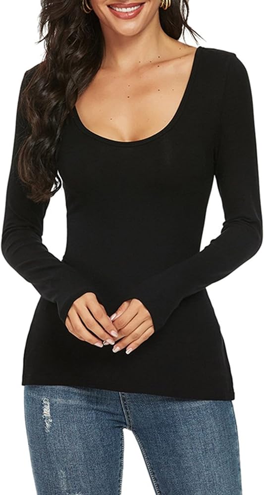 Tag-Sleeve U-Neck Mini Long Tee