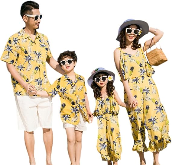 Amazon ジュタオピン 親子ペアルック 赤ちゃん 親子コーデ ペアルック シャツ 家族お揃いコーデ 夏 親子 オールインワン お揃い 服 ペア トレーナー お揃い 子ども服 親子ペアルック 半袖 姉妹 ペアルック 兄弟 お揃い 服 家族 ペアルック 花柄 バケーション Tシャツ