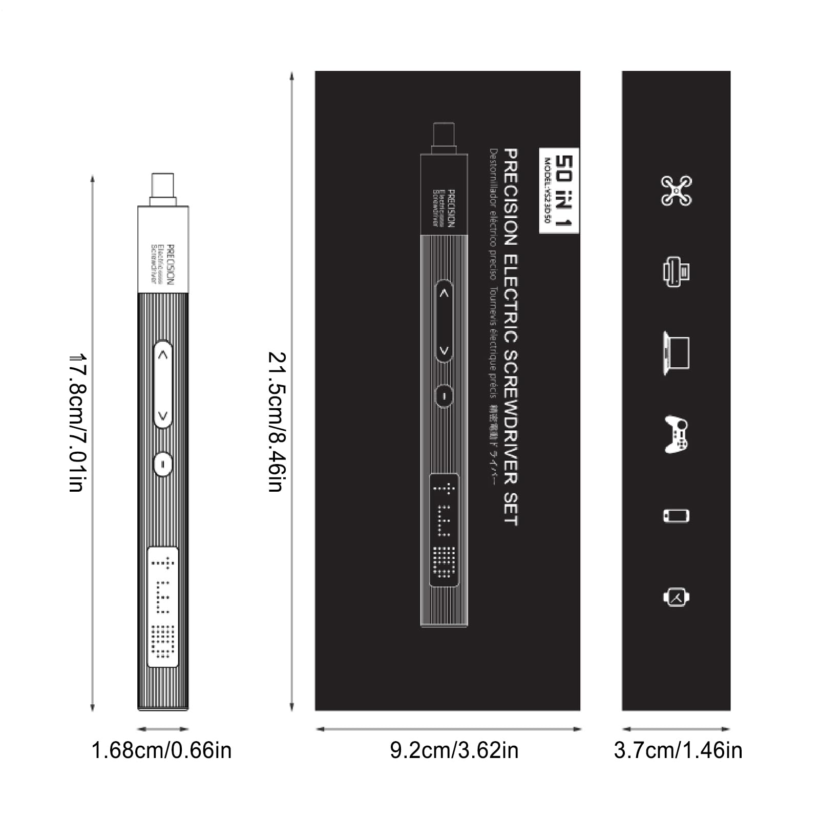Set Di Cacciaviti Elettrici 50 In 1 Utensili Cacciavite Di Precisione | 3 Impostazioni Di Coppia Luce A LED Avvitatore Per Occhiali Per Uomini, Elettricista, Riparazione di PC, Orologio, Laptop, O