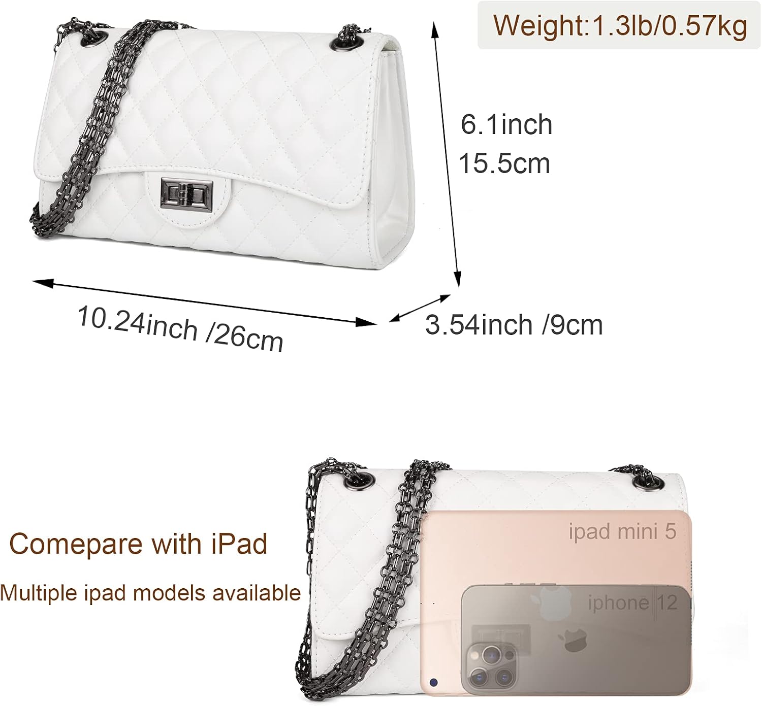 Gladdon Quilted Crossbody Purse for Women Trendy Ladies Shoulder Bag with Chain Designer Purses
