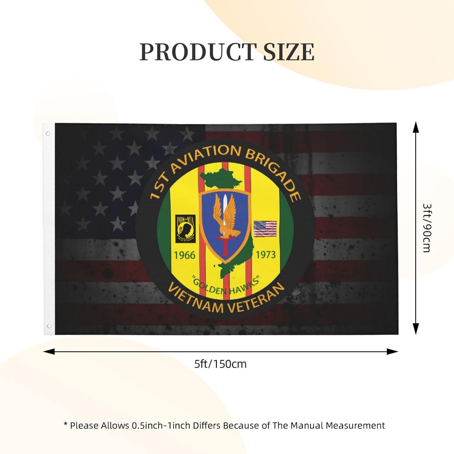 First Aviation Brigade Vietnam Veteran 3x5 Ft Flag - Durable Polyester, Double-sided Design for Outdoor or Indoor Use84