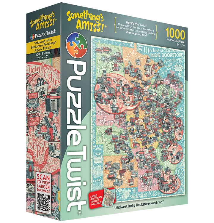 PuzzleTwist - Midwest Indie Bookstore Roadmap - 1000 Piece Jigsaw Puzzle, Something's Amiss! Series, Unique Challenging Fun for Adults Family Teens, Made in USA - Image 2