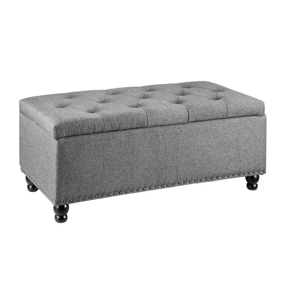 HOMECREST Grey Ottoman Storage Couch Bench Upholstered Footrest Stool Rectangle Coffee Table for Livingroom Bedroom Office Entryway (Grey)