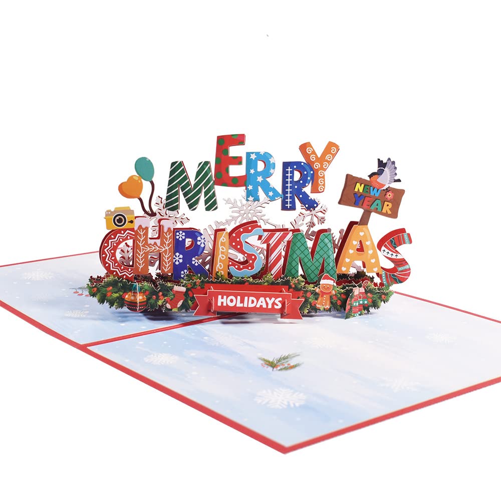 WESAPPINC 3D-Weihnachtskarten, Pop-Up-Weihnachtskarten, Neujahrskarte (6 Stück Merry Christmas)