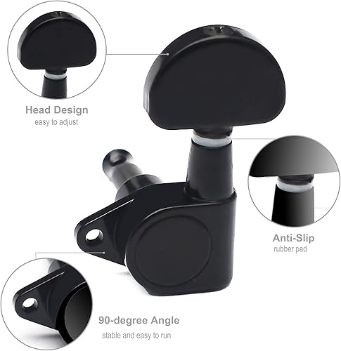 Miniatura 22 de SAPHUE Afinadores de guitarra de 4.331 in, un juego de llaves de afinación de guitarra clásica negra 1R1L, clavijas de cuerda para guitarra clásica