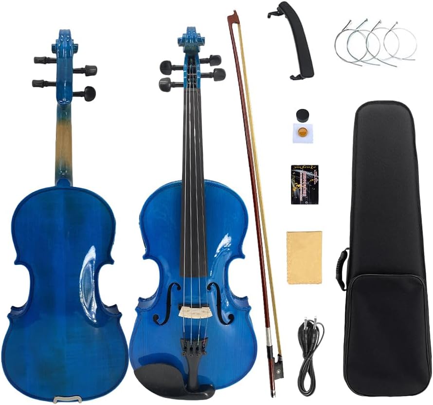 Yinfente Acoustic Violin Electric Violin 4/4 Full Size Violin 4 String Maple Spruce For Student,Violin For Beginners violin Case,Brazilwood Bow,Cable,Cleaning Cloth,Rosin,Bridge
