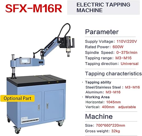 Miniatura 18 de USA Stock ZAC 110V M6-M30 - Máquina de roscado eléctrica de brazo flexible con brazo de roscado universal de 200 rpm, 12 pinzas TC820 ANSI incluidas