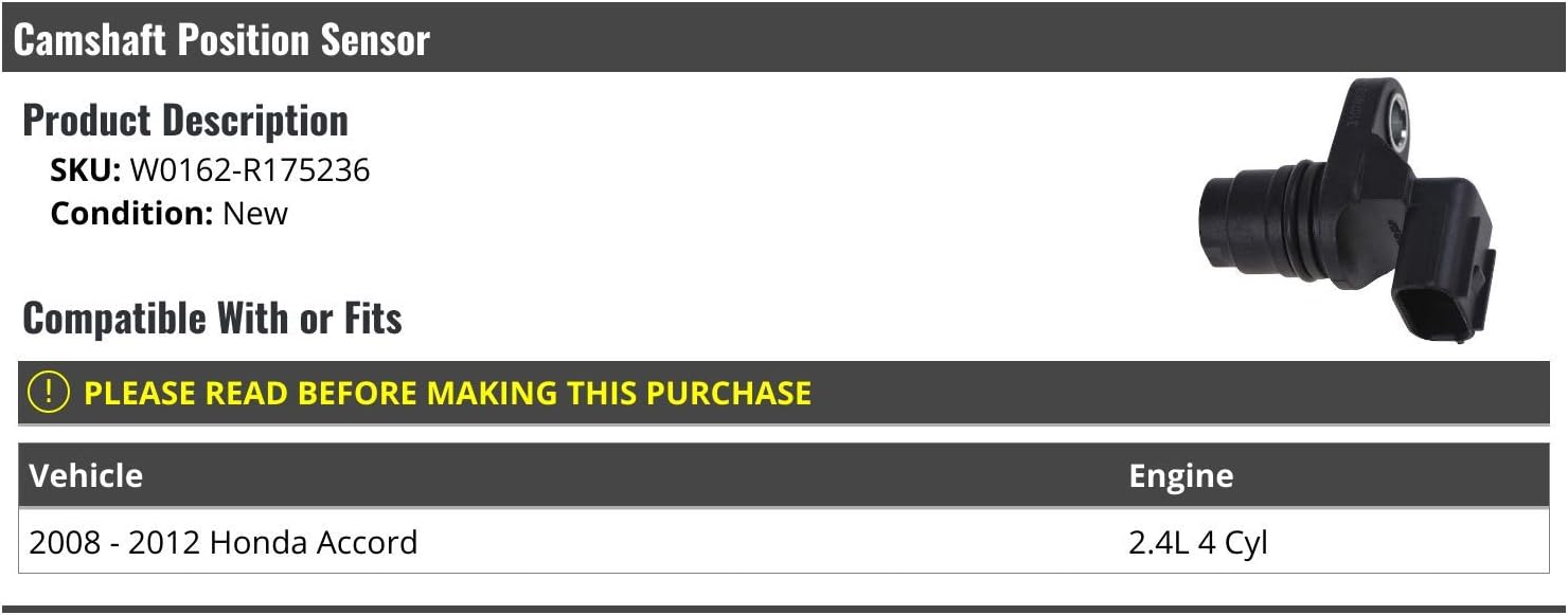 Camshaft Position Sensor - Compatible with 2008-2012 Honda Accord 2.4L 4-Cylinder