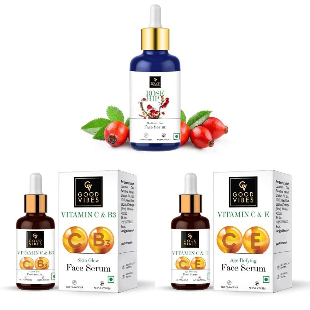 Good Vibes Rose Hip Face Serum, 30 ml & Good Vibes Vitamin C & Vitamin