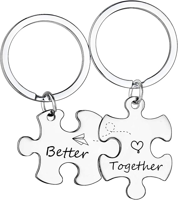 MADHAHEFU Couple Keyrings Boyfriend Girlfriend Gift Husband Keychain Valentine Day Gift Love Puzzle Jewellery (Better Together)