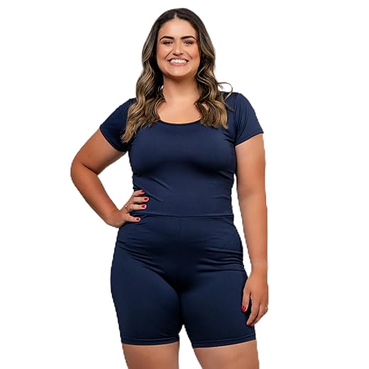 Maiô De Perninha Plus Size Com Bojo Uv50+ Macaquinho De Hidro Natação