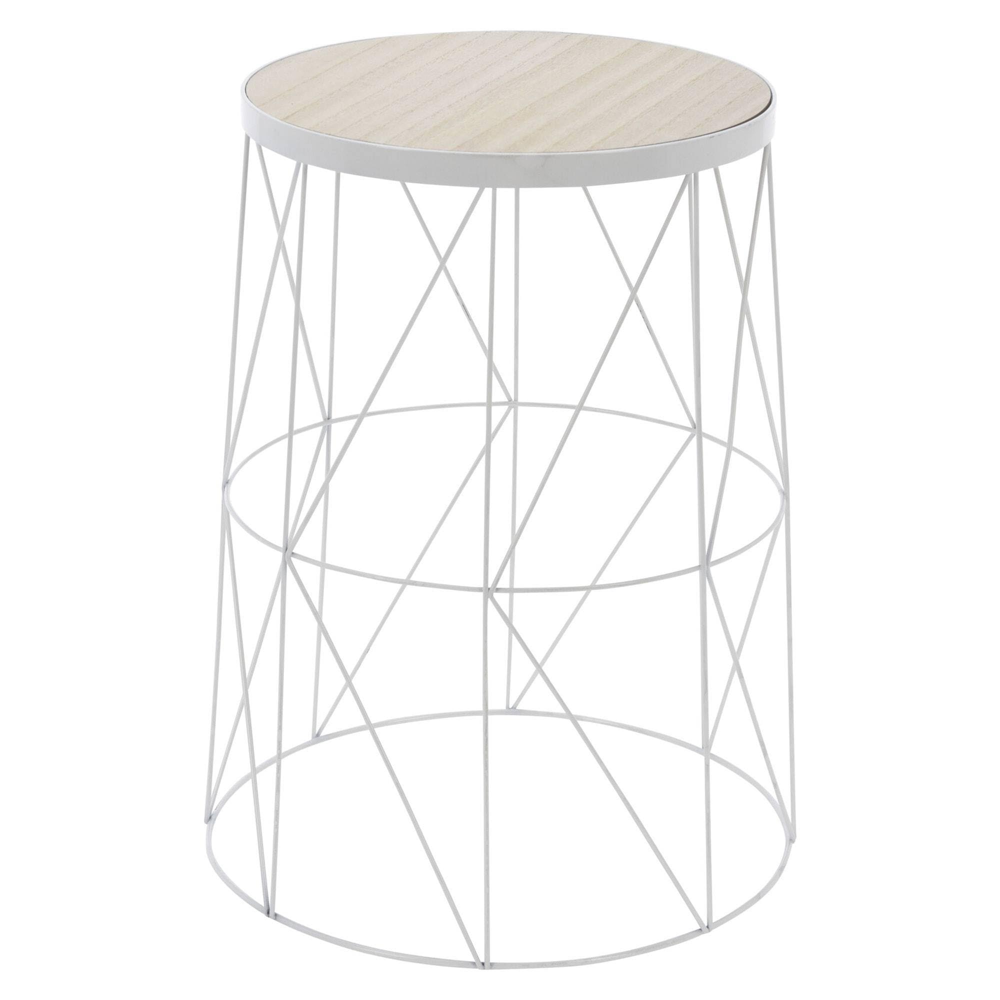 Mesa auxiliar en metal blanco Well Home de Ø28x37cm para salones modernos