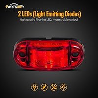 Vista 3 de Partsam Luz LED Ovalada Ámbar Roja de 2.5" con 2 Diodos para Remolque de Camión, Luz de Gálibo Marcadora Lateral 4PCS, Montaje en Superficie, Luces