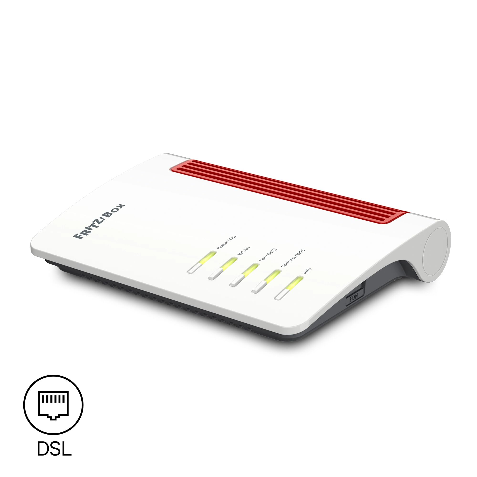 AVM FRITZ!Box 7530 AX WI-FI 6 Router (DSL/VDSL,1.800 MBit/s (5 GHz) e 600 MBit/s (2,4 GHz), fino a 300 MBit/s con Supervectoring VDSL 35b,WLAN Mesh, Base DECT, Media Server, adatto per Germania