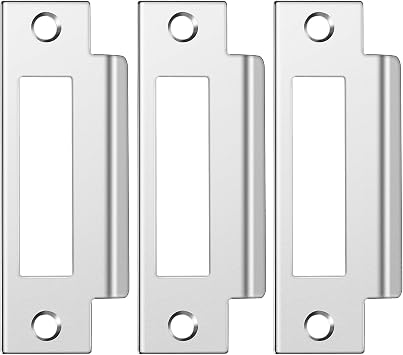 3Pcs 4-7/8" Zinc Plated Strike Plate Universal Door Strike Plate Replacement Lock Strike Plate T Strike Deadbolt Strike Plate Door Backplate Iron with Brushed Zinc Finish for UseLarge Hole