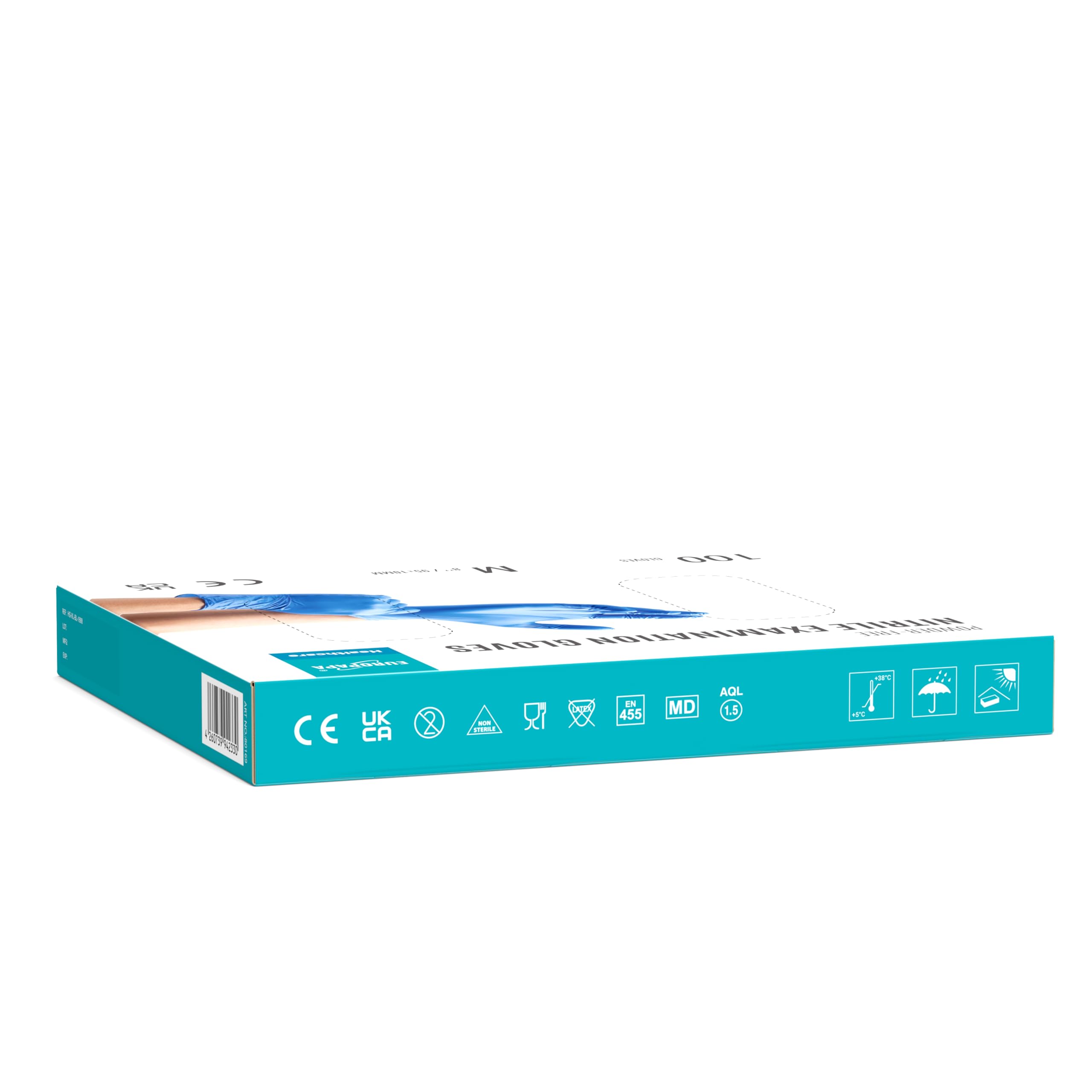 EUROPAPA® 2000 Stück (20x100) Nitrilhandschuhe Box Einweghandschuhe, Einmalhandschuhe, Untersuchungshandschuhe, puderfrei, ohne Latex, unsteril, latexfrei, disposible gloves (M, Ocean Blau)
