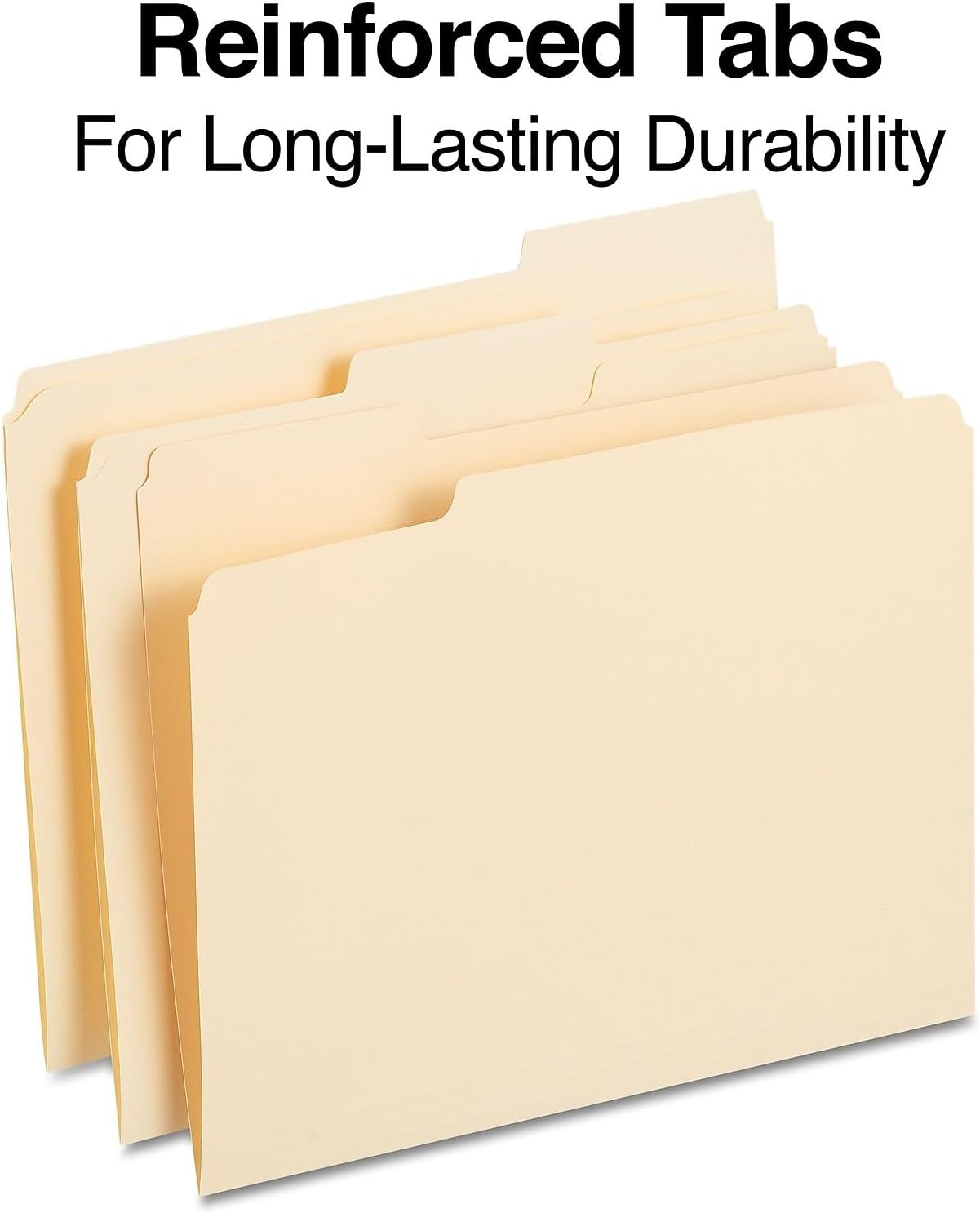 Staples Reinforced File Folders, Letter Size, 1/3‑Cut Tabs, Assorted Positions, Manila, Heavy‑Duty Construction, 250/Box