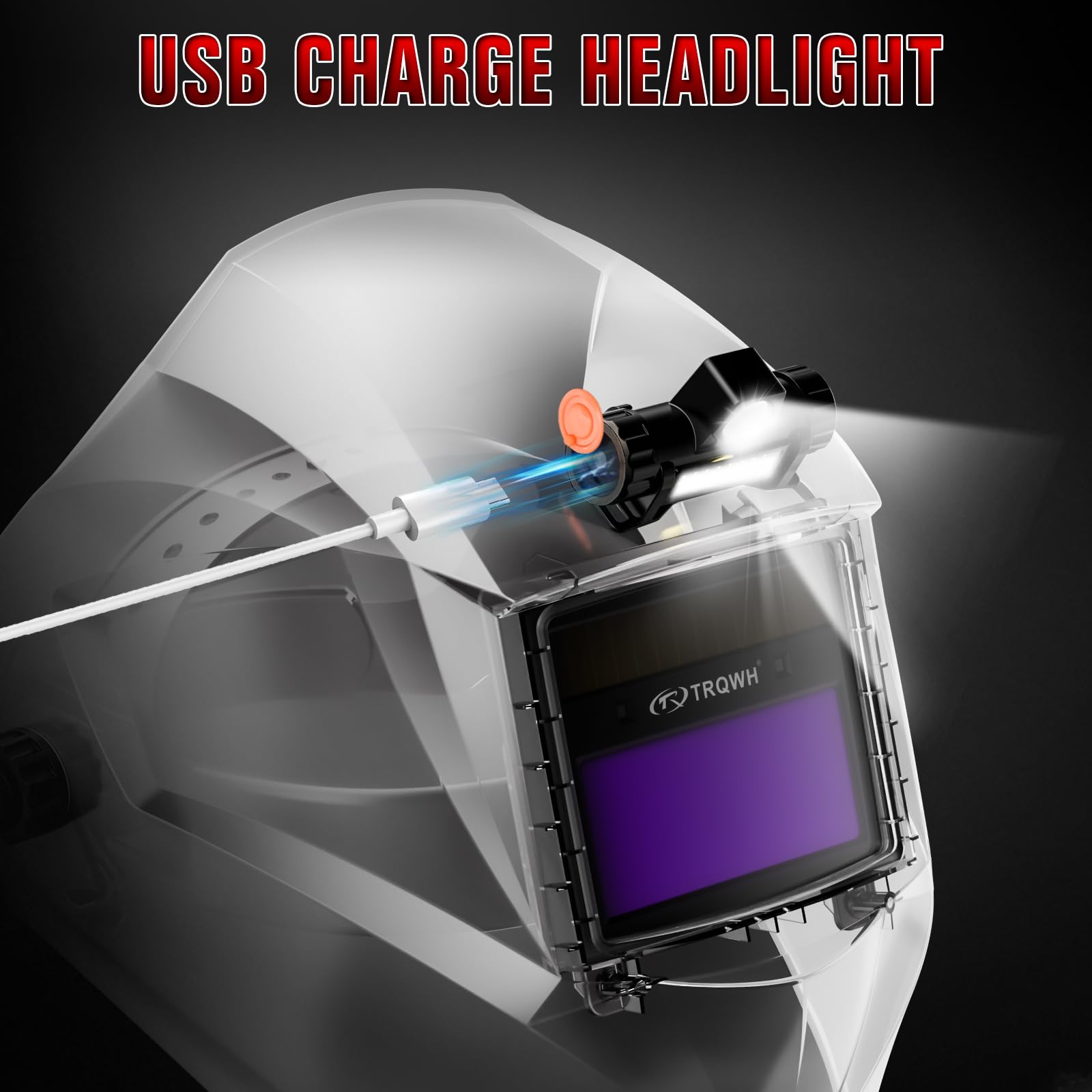 TRQWH Casco de soldadura de oscurecimiento automático con capucha de soldadura ligera, color real 1/1/1/2, claridad óptica superior, máscara de soldadura de 2 sensores de arco, sombra ancha, casco de