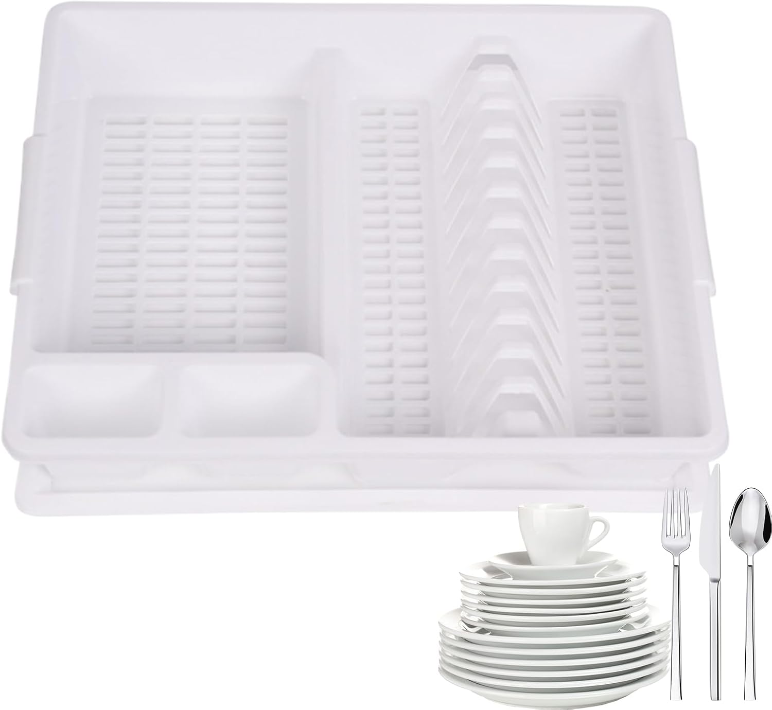 Multifunctional Dish Drainer Rack, Space Saving Plate Drying Organizer, Lightweight Function for Kitchen Countertops, Chopsticks Bowls Plates Spoons Cups Family Cooking Needs