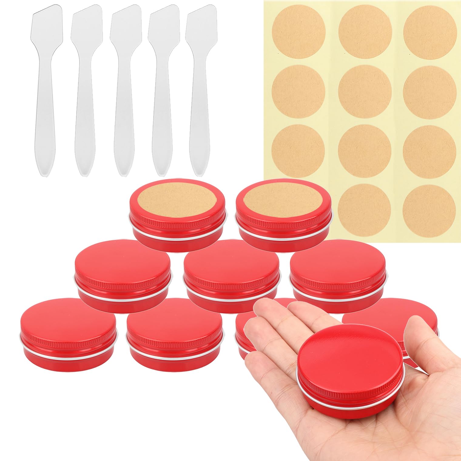 Lot de 100 pots en aluminium 30ml – bocaux en aluminium ronde rouge D52mm x H21mm avec couvercle – boite aluminium cosmétique pour bougies, DIY, rangement, voyage