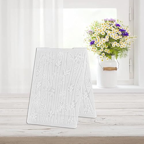 Miniatura 5 de Carpeta de estampado de fondo con textura 3D, patrón de flores y ramas, plantilla de carpeta de plástico para hacer tarjetas, álbumes de recortes,