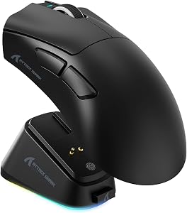 ATTACK SHARK V3 PRO Wireless Ultralight 62g Esports Gaming Mouse-Black | RGB Magnetic Charging Dock,1K Polling-25K DPI-PAW3311 Sensor,Wired/BT/2.4Ghz Programmable,BK52820 IC for PC Mac Laptop Gamer