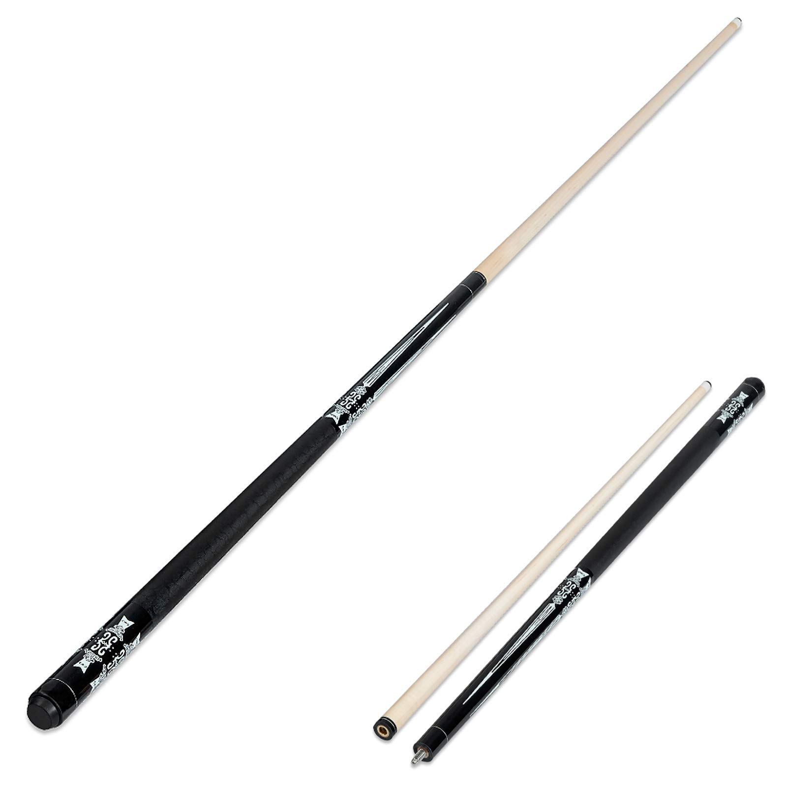 JTLYPool Cue, 1/2 Section, Billiard Stick For Black Eight/Snooker, Leather Grip Comfortable To The Touch, 57 In 19 oz Standard Pool Stick For Casual And Professional Player