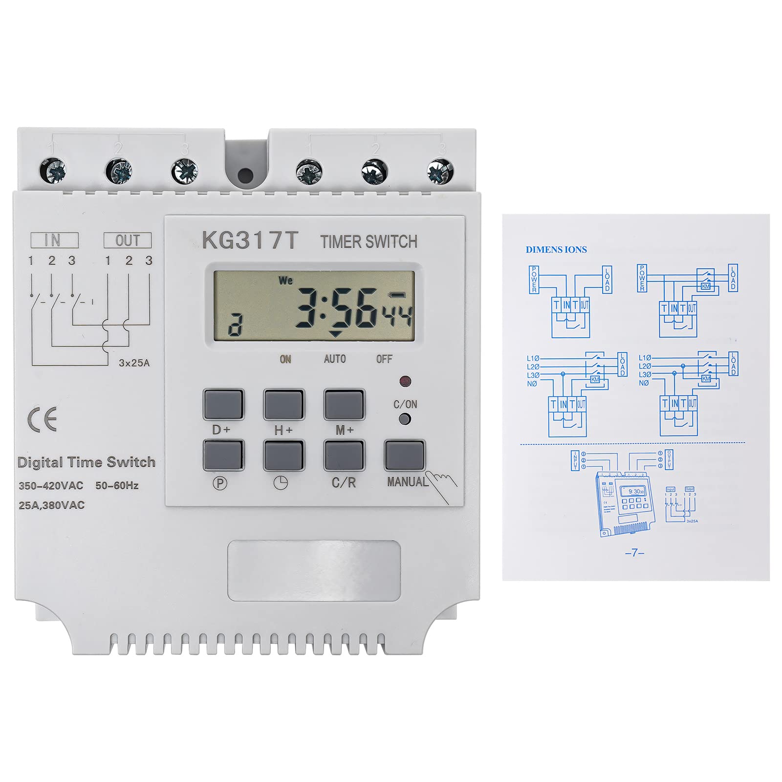 Interruptor Temporizador Digital, 4000W, 25A, 220V con Pantalla LCD, Gris