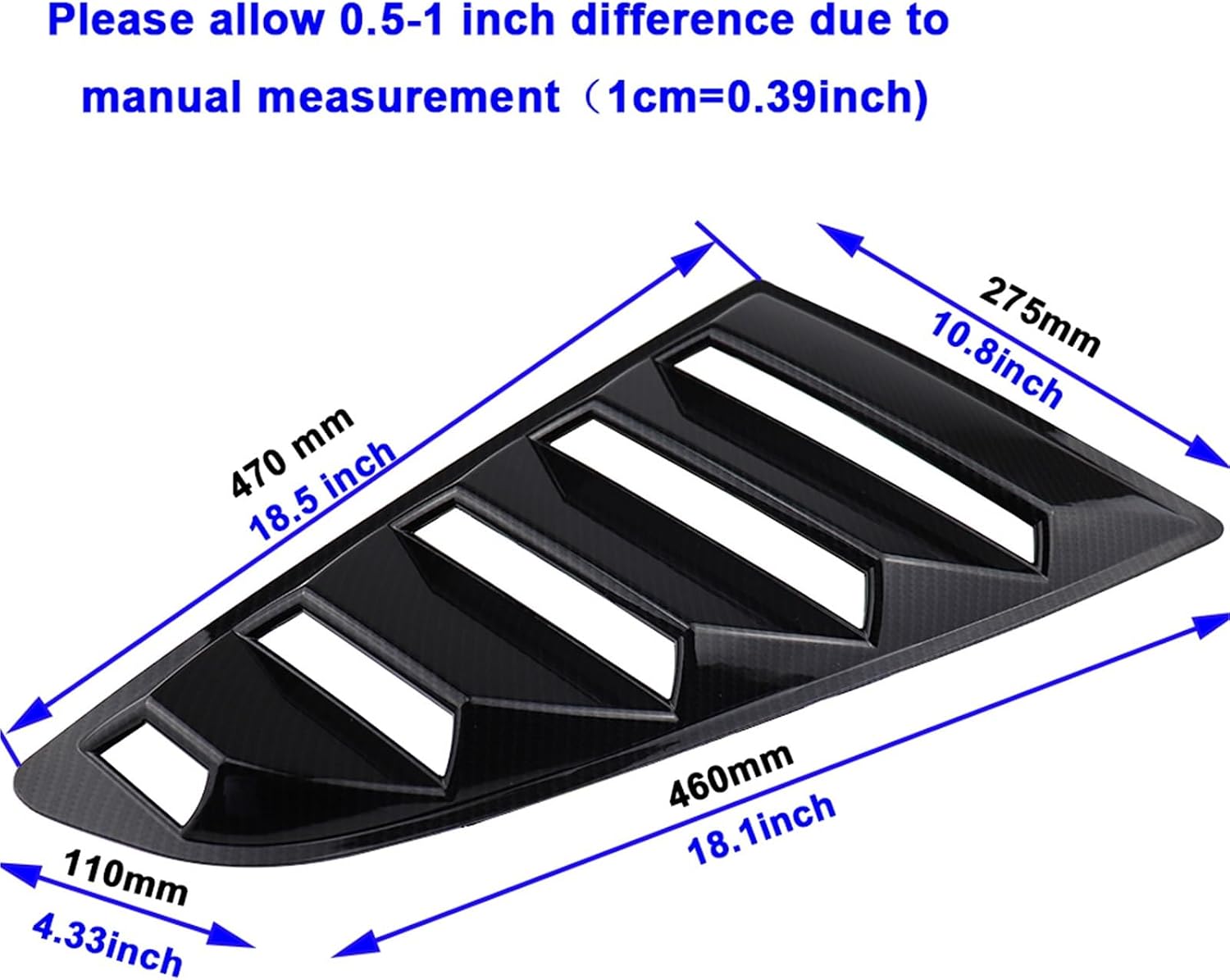 Fit for Ford Mustang Rear Quarter Window Louvers Spoiler Scoops Car Tunning Panel Side Air Vent Cover 2015 2016 2017 2018 2019-2023