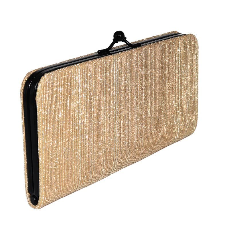 Stylish Vintage Collection PU-Leather Shining & Glittering Material Hand Wallet/Clutch,Purse, Slim Ladies Purse (Golden Color).-image-14