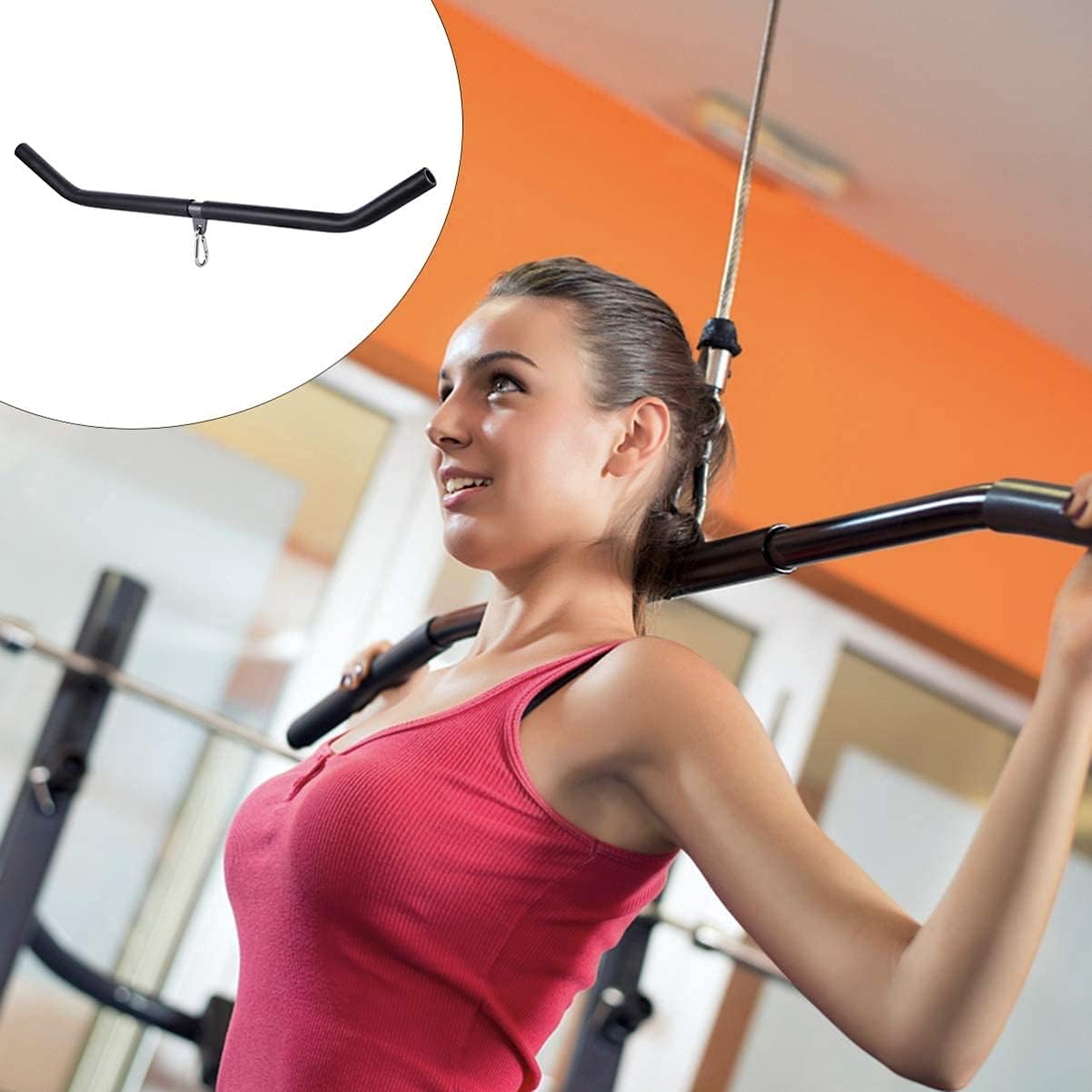 IBS LAT Pulldown Bar - Rotating Pull Bar for Home Bodybuilding & Crossfit - Black Strength Training Fitness Gym