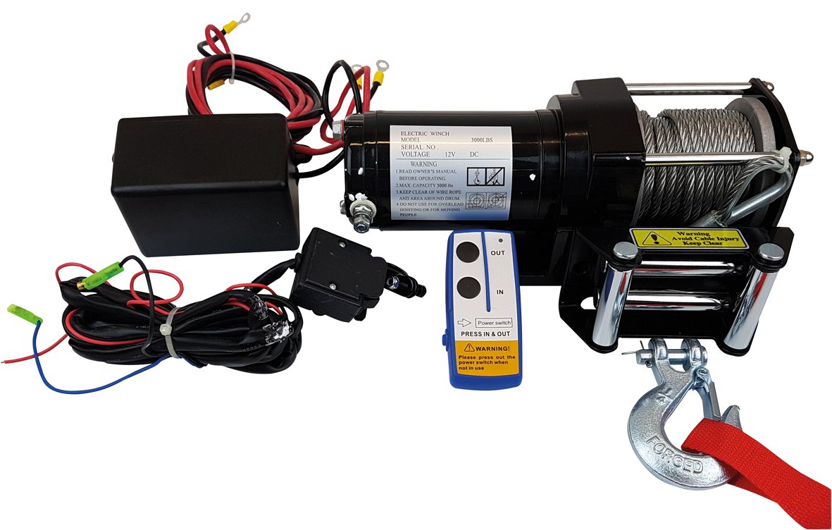 Berger + Schröter 31779 Verricello a fune 12V 2722 kg telecomando senza fili e via cavo corda 12 m trasmissione 3 velocità
