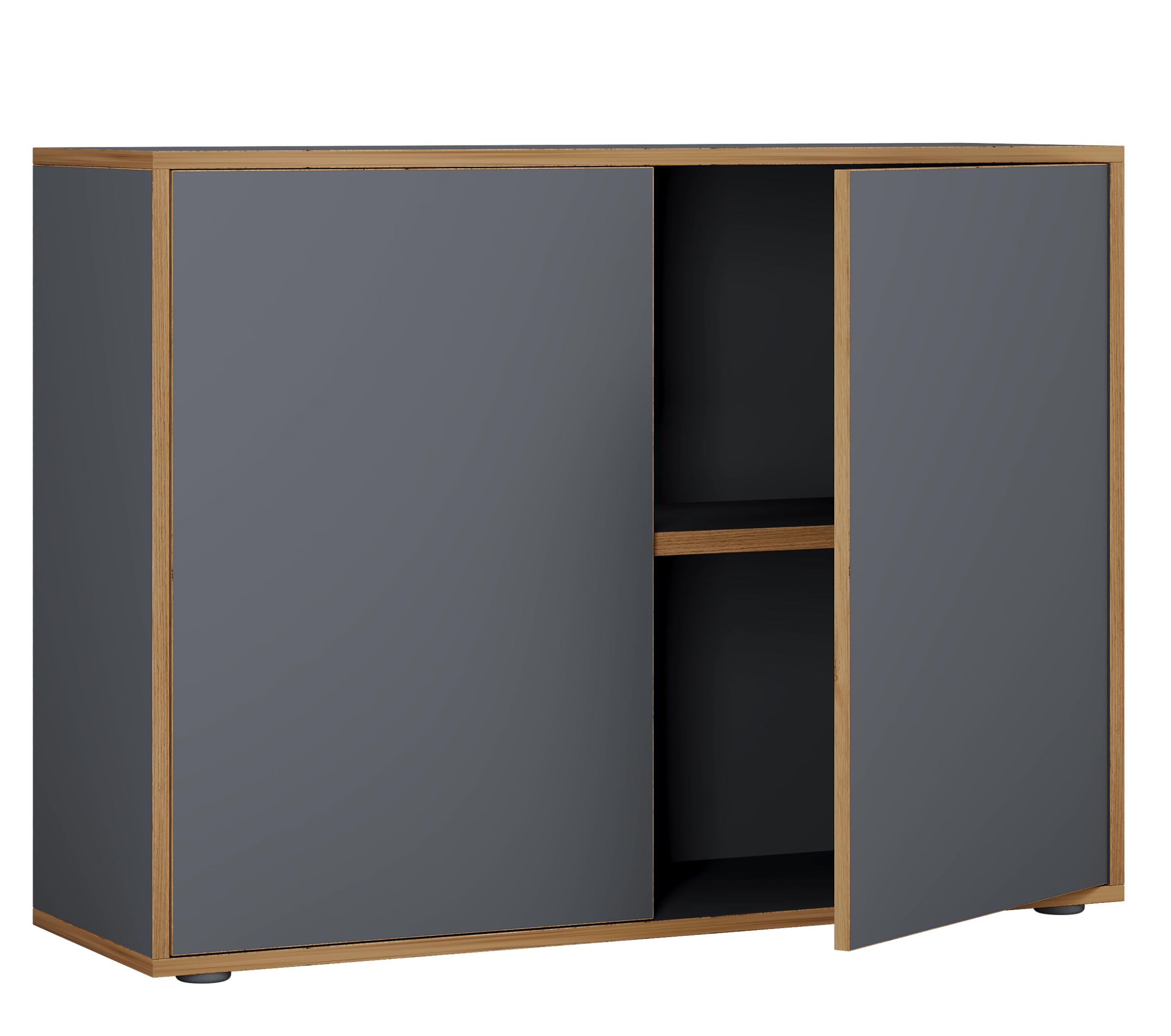VCM Holz Büroschrank Ordner Aktenschrank Büromöbel Schrank Salia 2-fach Breite 100 cm Drehtüren Anthrazit