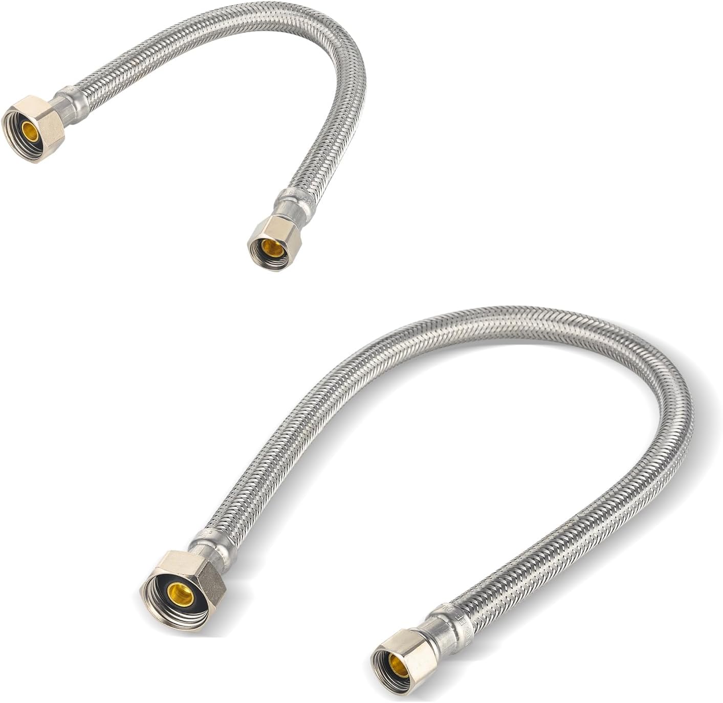 10-Pack HeSun 12-Inch Stainless Steel Braided Faucet Hose, 1/2" FIP x 3/8" Comp Faucet Connector Supply Line(HOSE043-10)