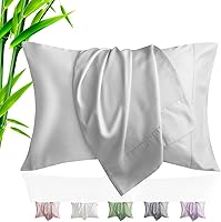 Vista 30 de Fundas de almohada tamaño estándar paquete de 2, fundas de almohada de rayón de bambú refrescantes con cierre de sobre, fundas de almohada frescas