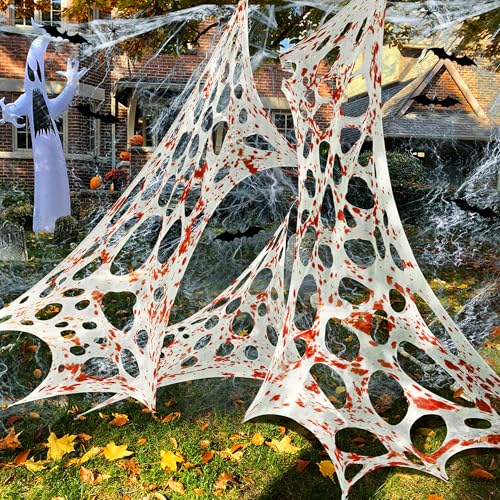 Toile d'araignée extensible sang géant de 680 m² avec accessoires d'Halloween