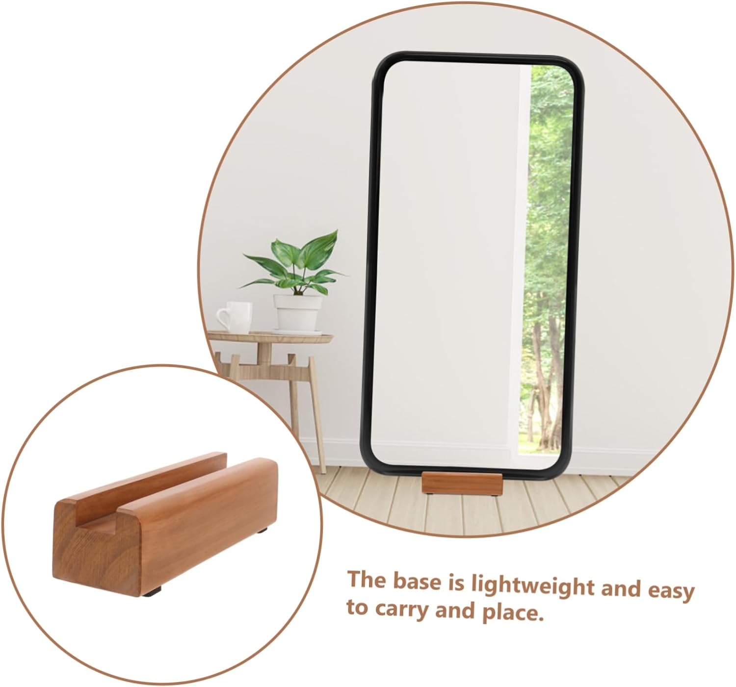 4pcs Solid Wood Floor Mirror Stand Holder Heavy Duty Mirror Base Non-Slip Cushion for Secure Support Full Display Frame for Decor Sturdy and Stylish Design