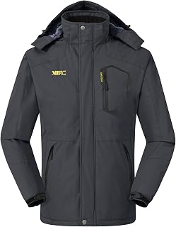 MoFiz Men's Waterproof Ski Jacket Warm Winter Snow Coat Mountain Hiking Windbreaker Hooded Thicken Fleece Parka