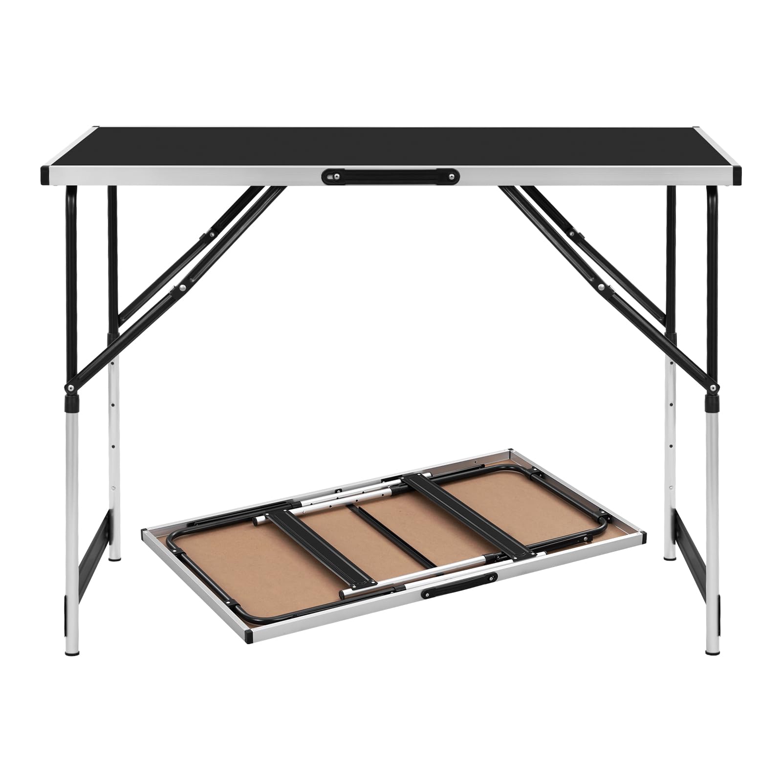 eSituro Tavolo da Campeggio Regolabile in Altezza (73-94 cm), Tavolo Pieghevole Salvaspazio in Alluminio, per Giardino, Picnic, Leggero, Nero 100x60x94 cm