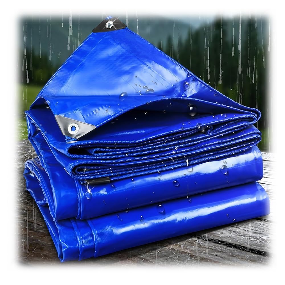 Lona de PVC resistente de 500 g/m² con ojales reforzados, plegable, antidesgarros, para exteriores, lona impermeable de 3 x 6 m, para camping, techo, patio, lluvia y refugio solar