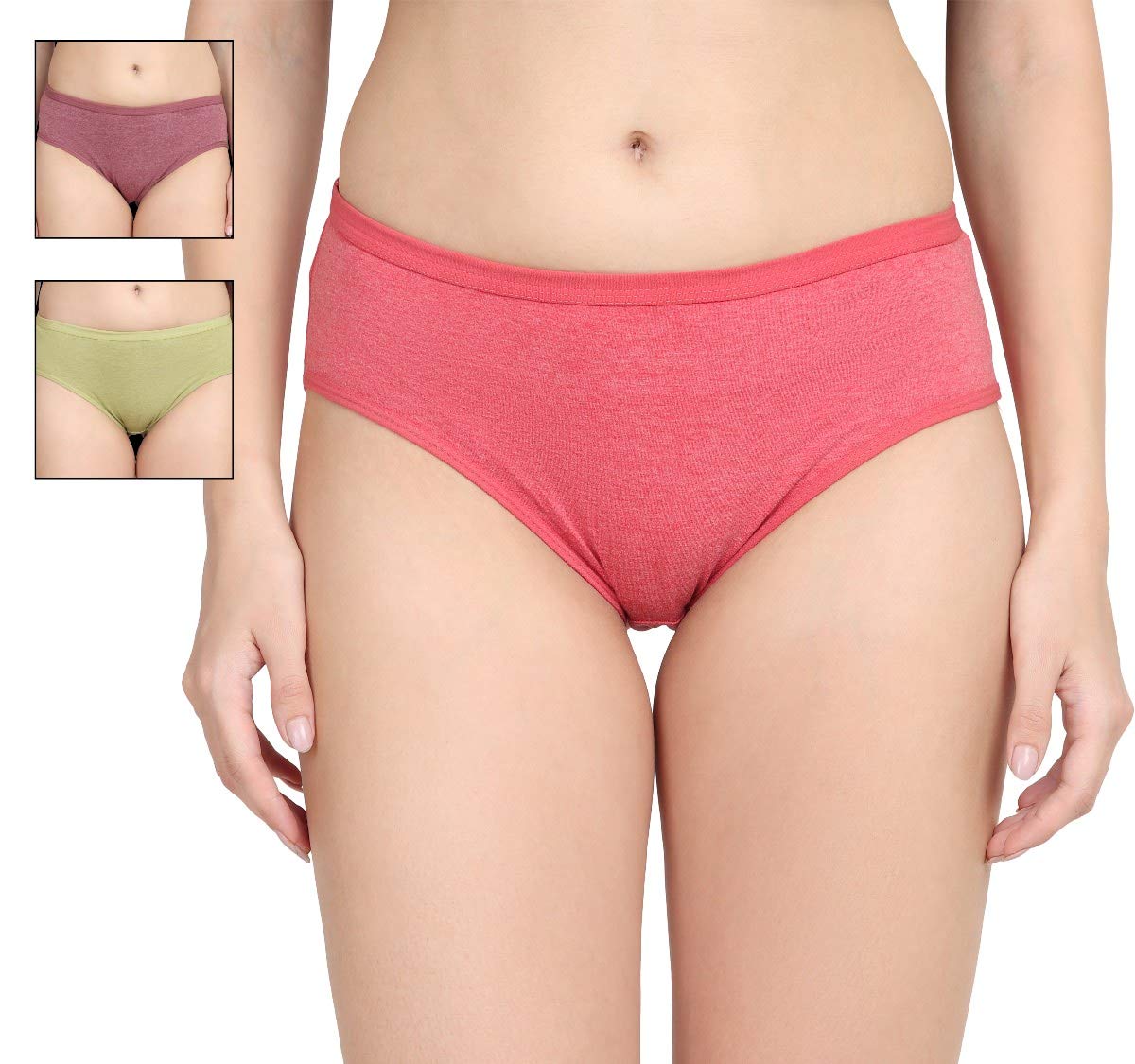 Women's Medium Coverage Super Combed Cotton Mid Waist Bikini with Concealed Waistband (Pack of 3_Colors & Prints May Vary) Multicolour-image-41
