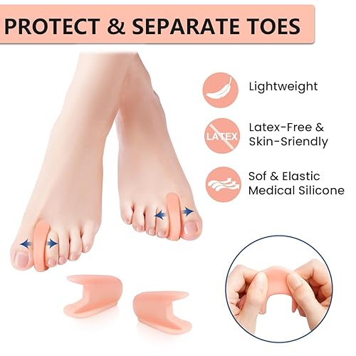 Miniatura 3 de JUMPOW Separadores de dedos de gel para dedos  Correctores de juanetes de gel suave, alisador de dedos de martillo, ideal para juanetes, dedos