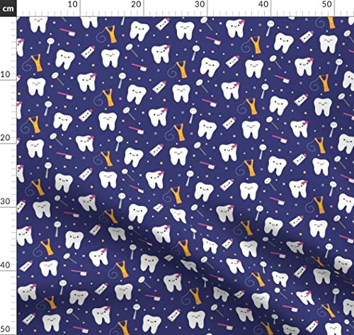 Zahn, Zähne, Zahnarzt, Zahnpasta, Zahnseide Stoffe - Individuell Bedruckt von Spoonflower - Design von Clayvision & Ahappybluetree Gedruckt auf Bio