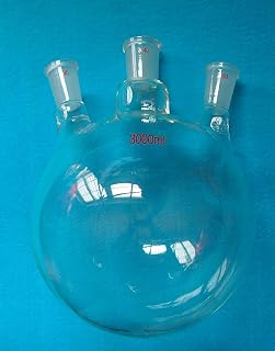 Dinglab 3000ml,24/40,3-Neck,Round Bottom Glass Flask,Three Necks,3L Lab Vessel