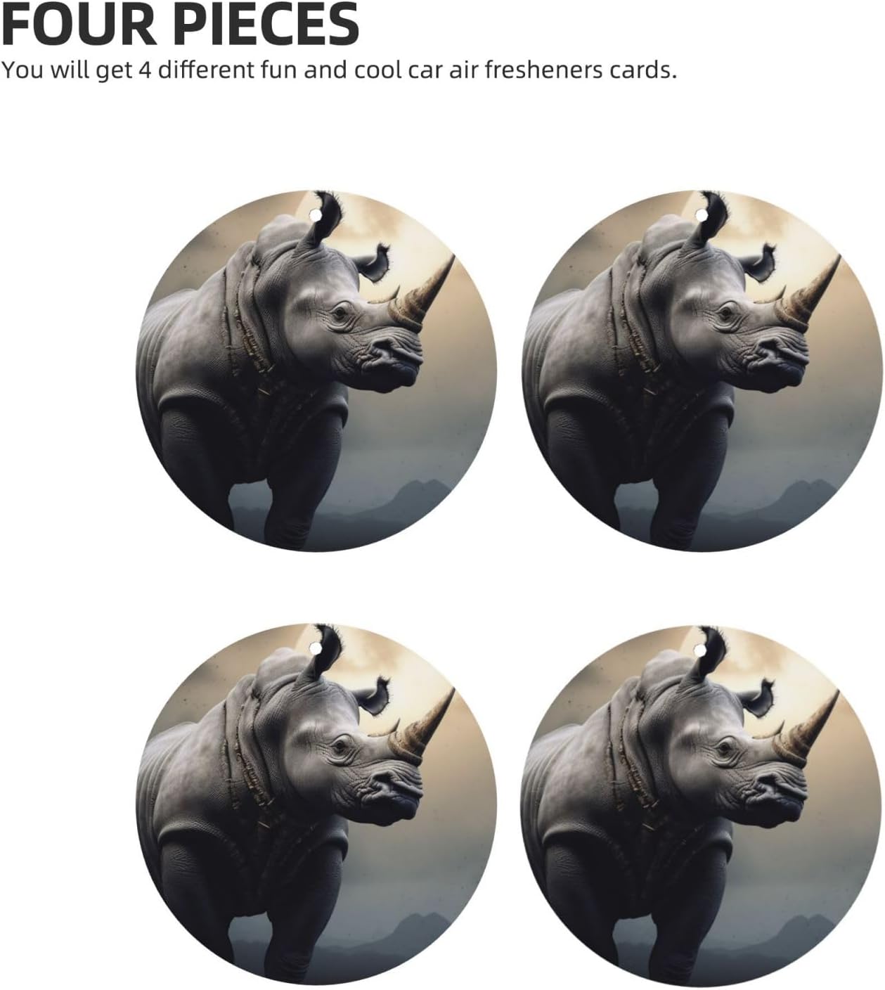 rhino Car Air Freshener Cards Set of 4 Pieces Long Lasting Hanging Scented Cards Auto Aromatherapy Tablets Personalized Car Fresheners Gifts for Men Women - Lavender Scent image 2