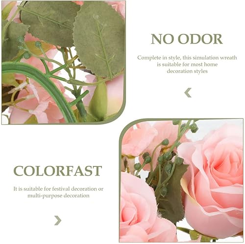 Miniatura 6 de NOLITOY Anillos de vela de rosas artificiales, coronas, 3 piezas, anillos de vela florales artificiales para boda, hojas verdes sintéticas, corona