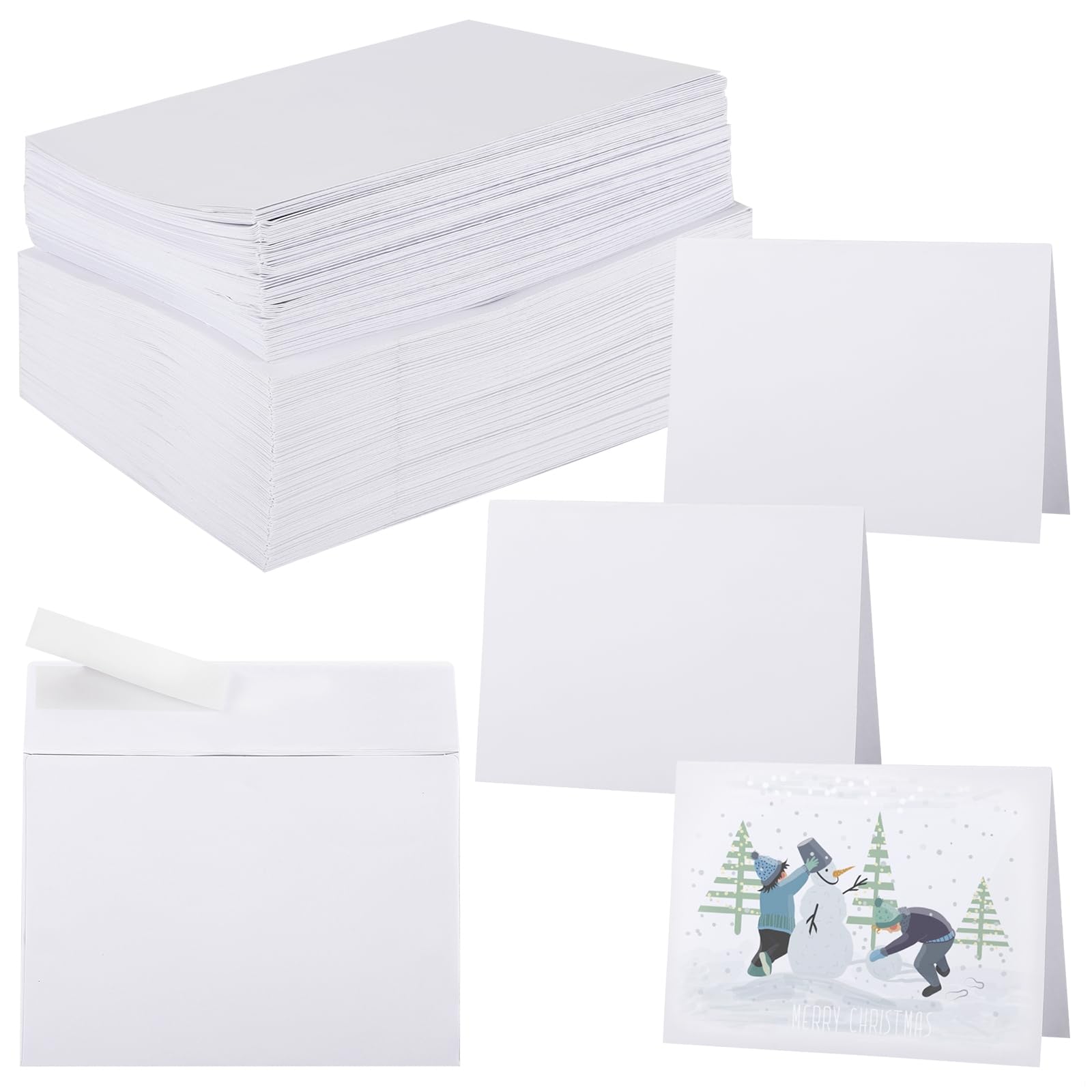 100 tarjetas en blanco con sobres de papel kraft, autosellantes para invitaciones y saludos