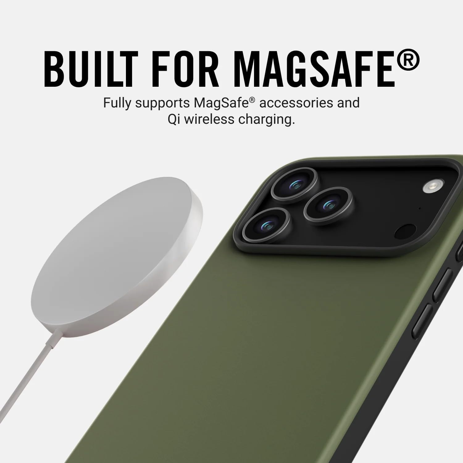 Ridge Case Compatible with iPhone 17 PRO MAX - Compatible with MAGSAFE & Wireless Charging, Aluminum Control Buttons, Dual-Layer Construction, TPU Bumper with Drop Protection (Matte Olive) - Image 3